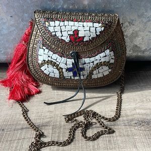 Sam Edelman Red and Gold Mosaic Crossbody Bag